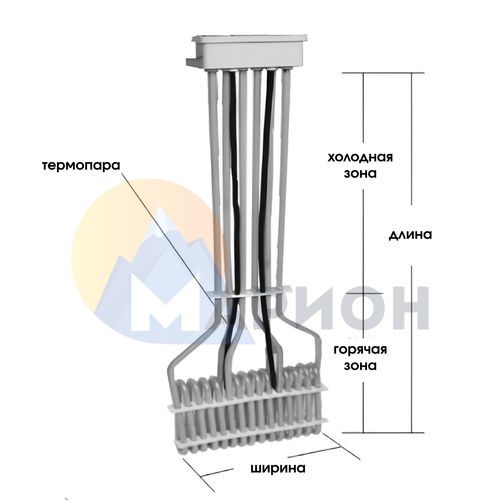 ТЭН фторопластовый, PTFE оболочка, модель 3HXO, 4500 Вт, 220 В, 430 мм