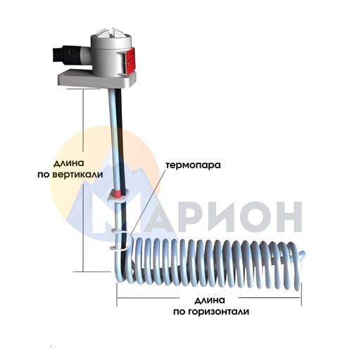 ТЭН фторопластовый, PTFE оболочка, модель HXL, 4000Вт, 220В